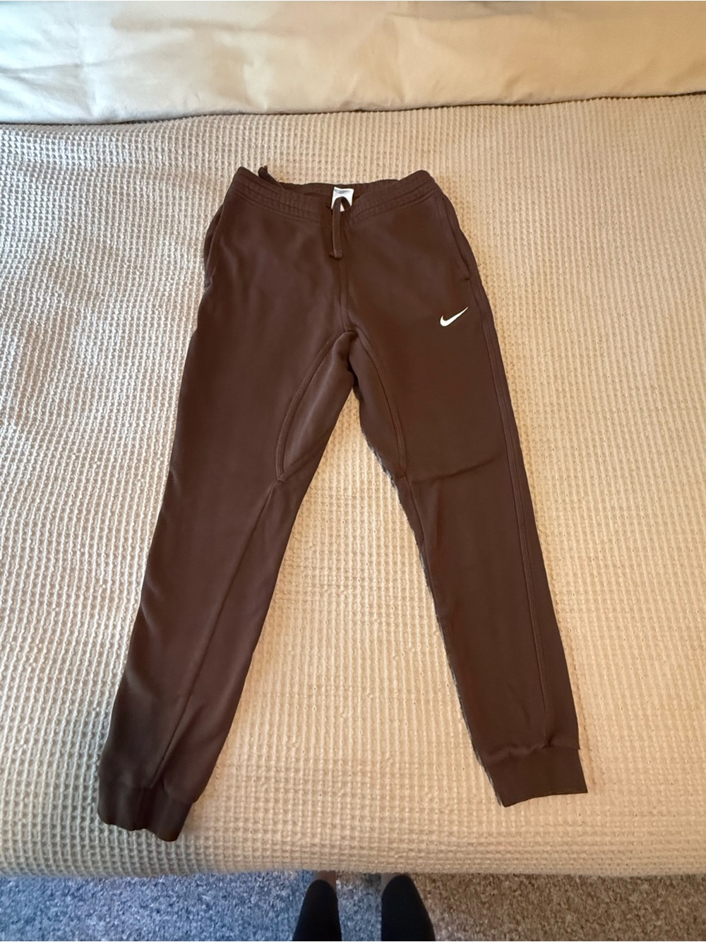 Nike Brown Jogger Sweatpants with White Swoosh